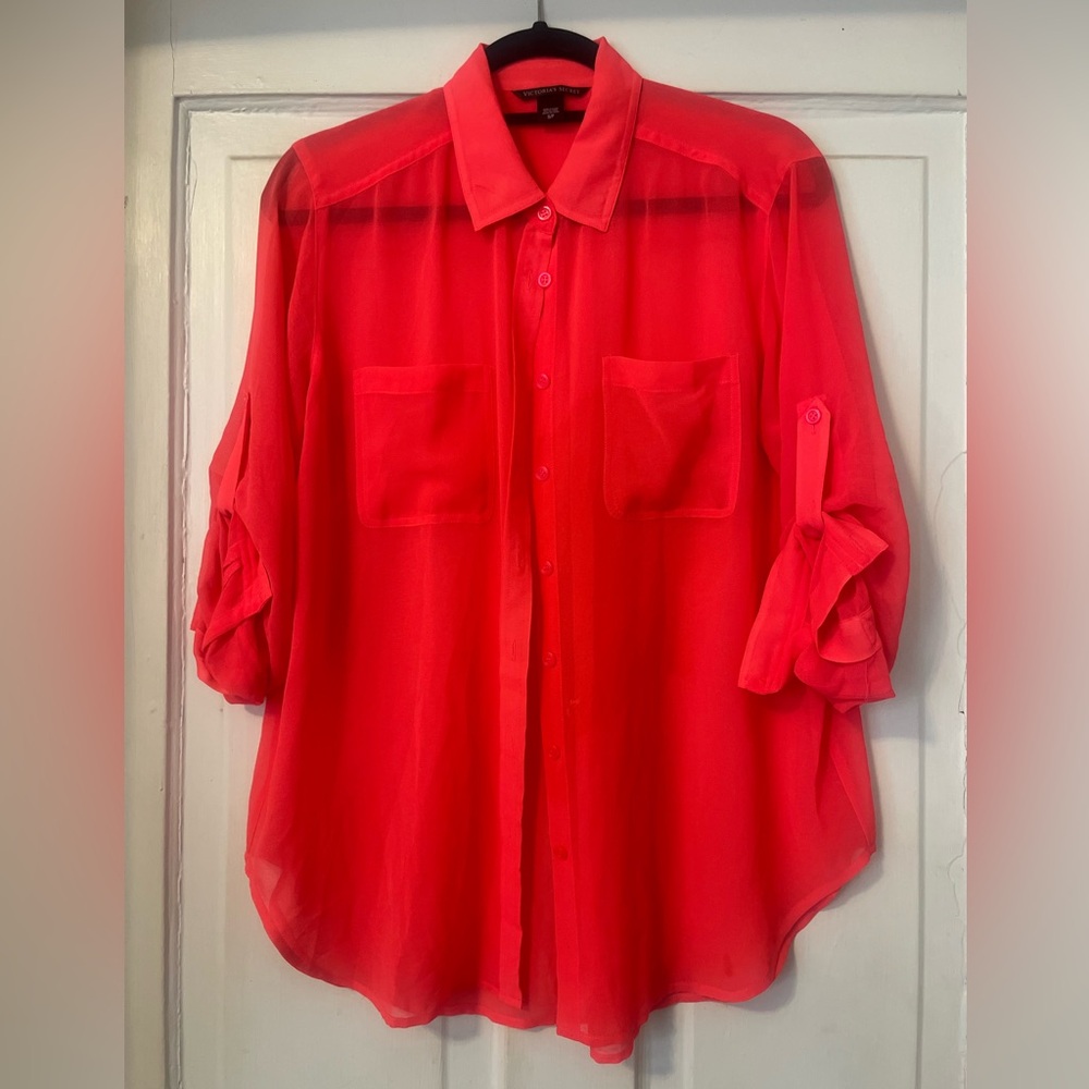 Victoria's Secret Red Sheer Blouse